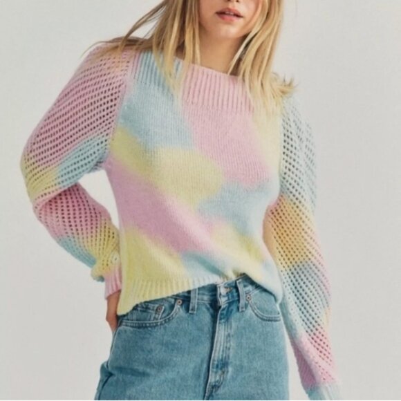 LoveShackFancy Sweaters - Love Shack Fancy Sweater Womens XS Pastel Rainbow Rosie Pullover Alpaca Wool